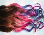 Ombre Dip Dyed Hair, Clip In Hair Extensions, Tie Dye Tips, Brunette Hair, Hair Wefts, Human Hair Extensions, Hippie hair