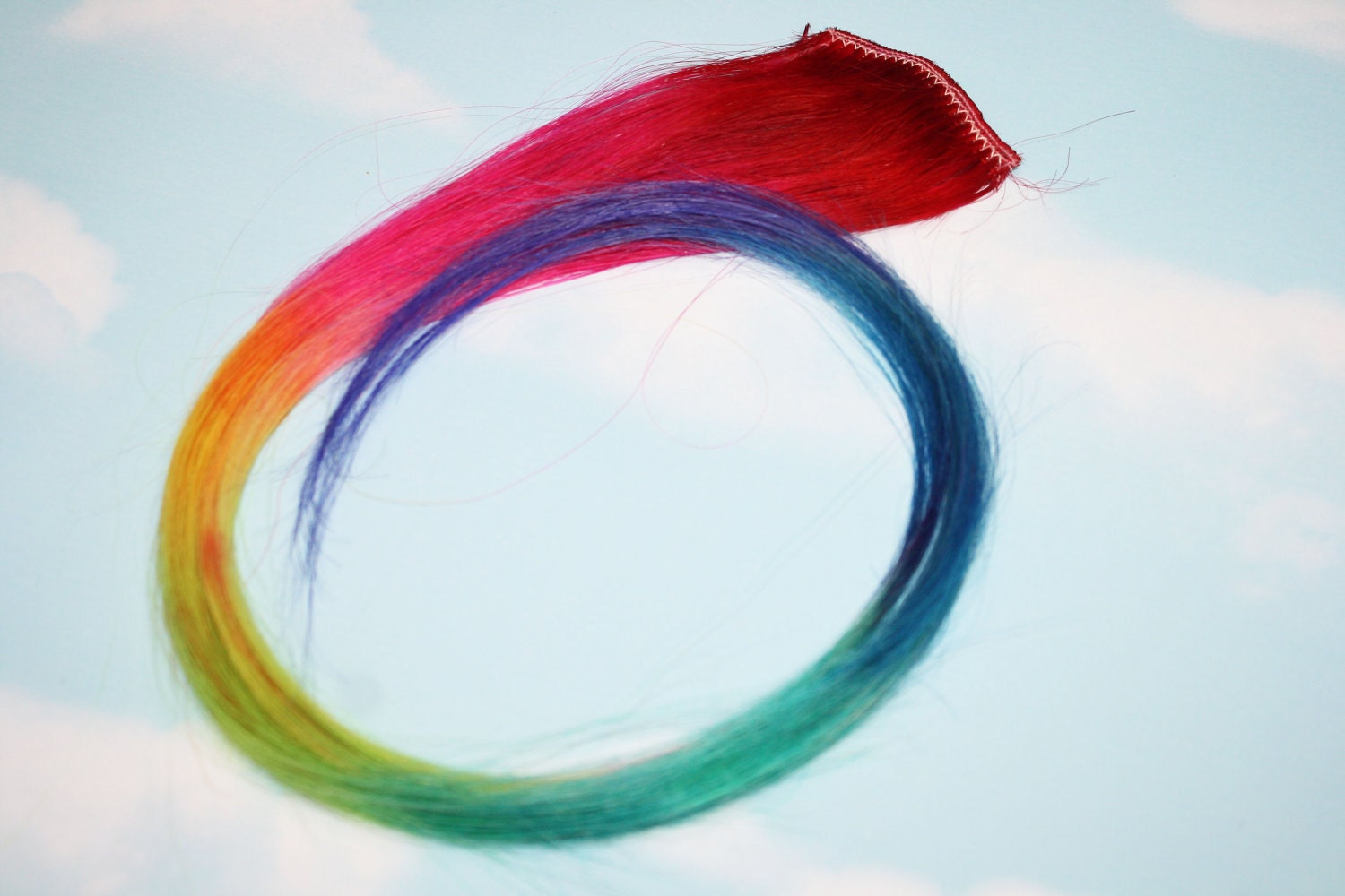 Rainbow Human Hair Extensions. Colored Hair Extension Clip, Hair Wefts, Clip in Hair, Tie Dye Hair Extensions, Dip Dyed Hair