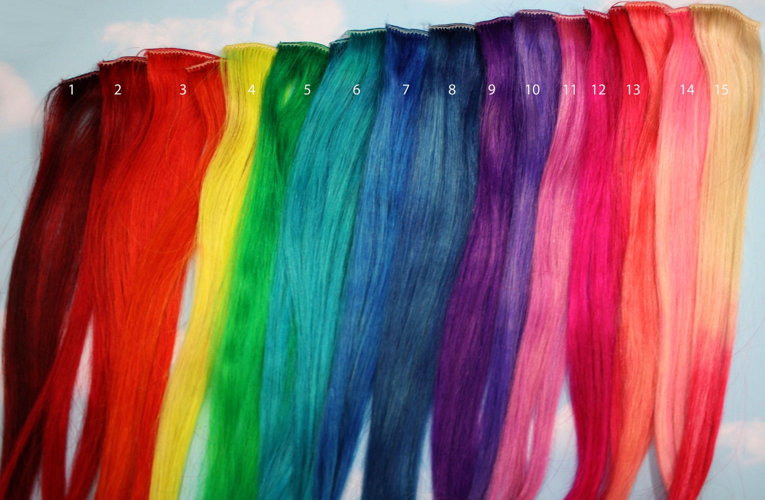 Turquoise, Human Hair Extensions, Colored Hair Extension Clip, Hair Wefts, Clip in Hair, Tie Dye Hair Extensions