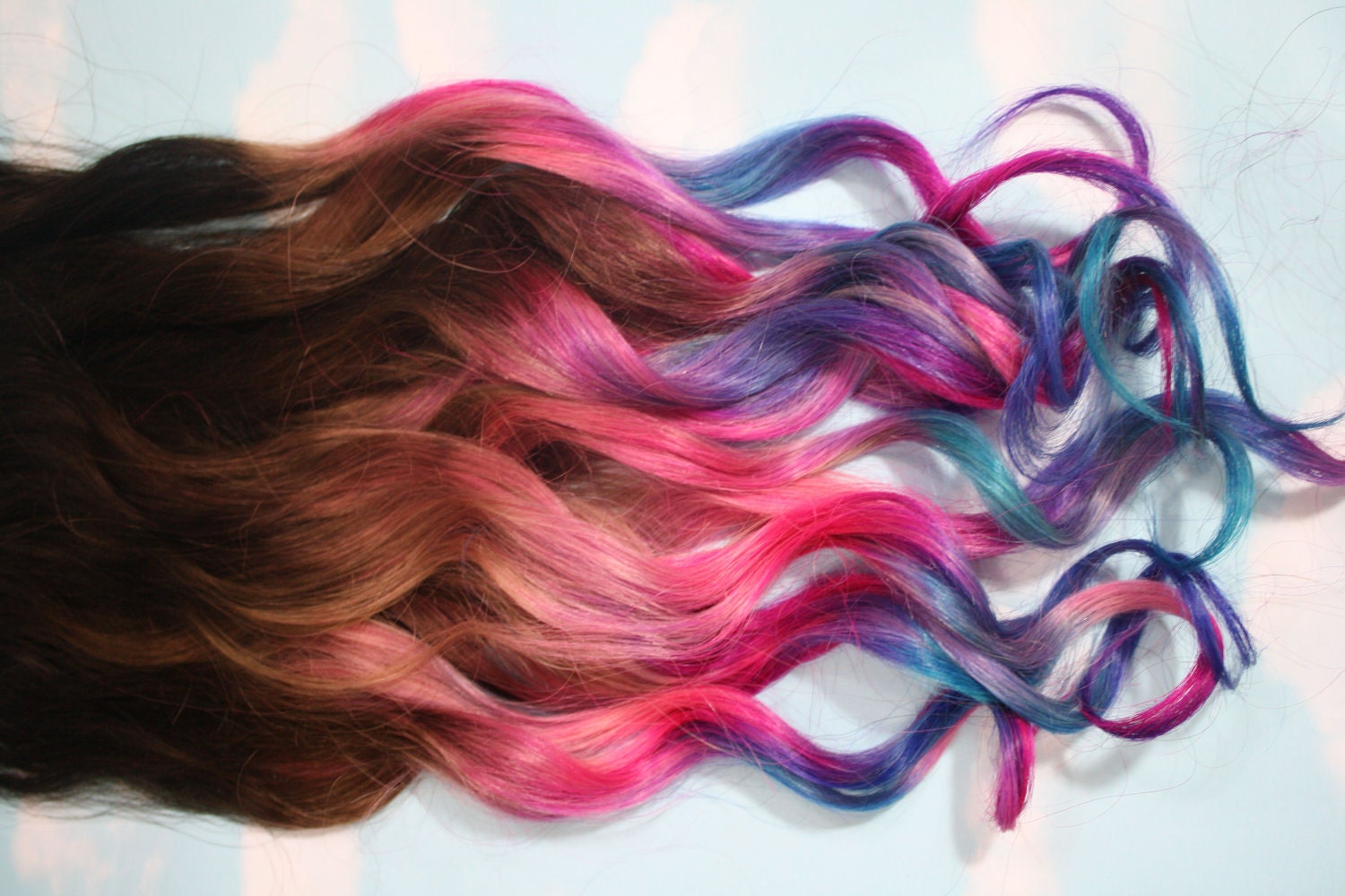 Ombre Dip Dyed Hair, Clip In Hair Extensions, Tie Dye Tips, Brunette Hair, Hair Wefts, Human Hair Extensions, Hippie hair