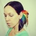 Handmade Rainbow Feather Ear Cuff, Earring,Grizzly Feathers, Colorful, Festival,Hippie, Bohemian, Tribal, Aztec