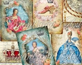 Marie Antoinette, madame de Pompadour, Marie shoe Digital Collage Sheet. Printable download image. 415
