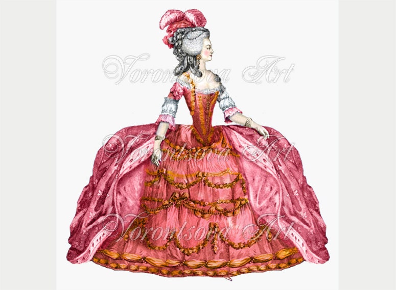 Marie Antoinette Pink. Digital collage sheet. Image transfer for PILLOWS, tea towels. Printable download. 006