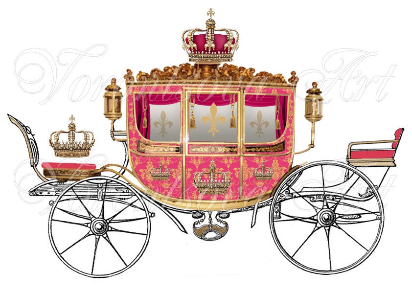 Princess Pink Carriage CROWN PRINCESS rose Transfer for PILLOWS, bags. Digital Collage Sheet. Printable Imade paper invitations 010