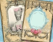 Shabby chic frames Digital Collage Sheet. French chic gift tags. Printable Imade download. 411