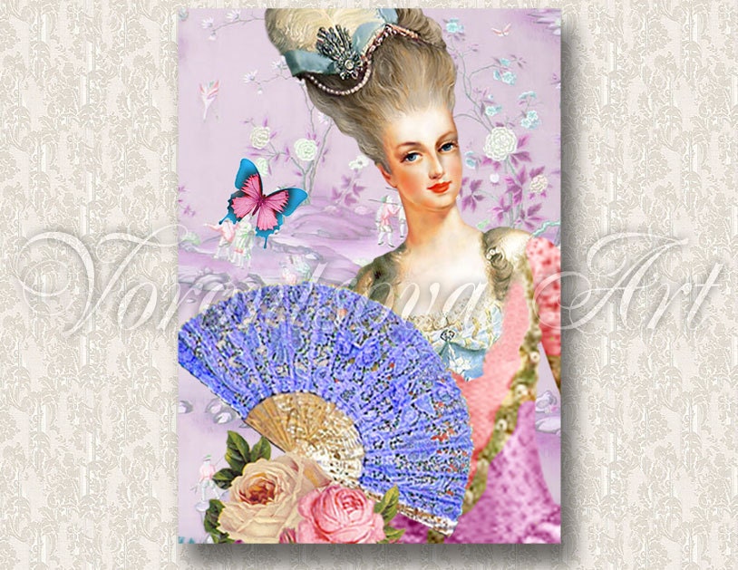 Marie Antoinette french vintage paper invitations Collage Sheet 041c