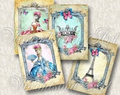VINTAGE Paris ACEO card  - Digital Collage Sheet - Printable gift tags, invitations, scrapbooking, bookmarks 918