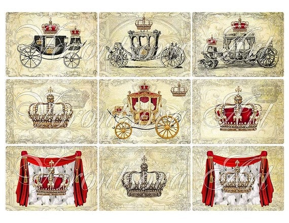Carriage Princess Cinderella Ivory shabby chic. Digital Collage Sheet. Printable postcard imade download. Gift tag, paper background. 906