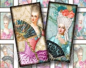 Marie Antoinette 1 x 2 Inch Tiles Domino Size for glass pendant, stickers. Digital collage sheet. 222