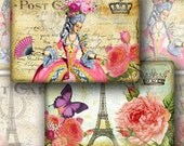 French romantic vintage postcard, notecards, gift tags. Digital Collage Sheet. Printable Imade. 4443
