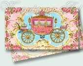 Cinderella carriage invitations Princess roses - Digital Collage Sheet Printable party cards - gift tags, hang tags. 207