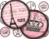 Vintage Paris Eiffel tower Winter Rose. Crowned Eiffel tower. Bottle Cap 1 inch Circle image Digital Collage Sheet Printable download 8314