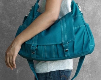 ASTER  // Teal // 014 // Handmade // Luckycann // Everyday Canvas Bag // Holiday Sale // 10% off