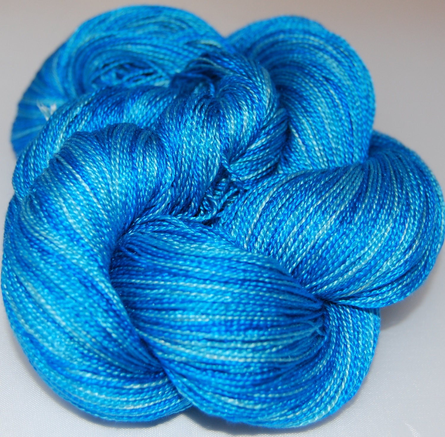 Azure- Mulberry silk 100% (2ply ,) handdyed yarn 108g