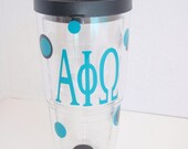 Greek Letters Sorority Tervis Tumbler with Polka Dots-available for ALL sororities