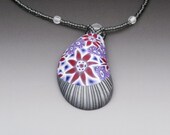 Dark Red Star on Silver Mussel Shell Pendant