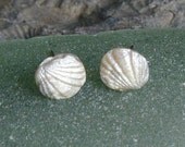 Fossil Imprint Post Earrings in Metallic Pearl