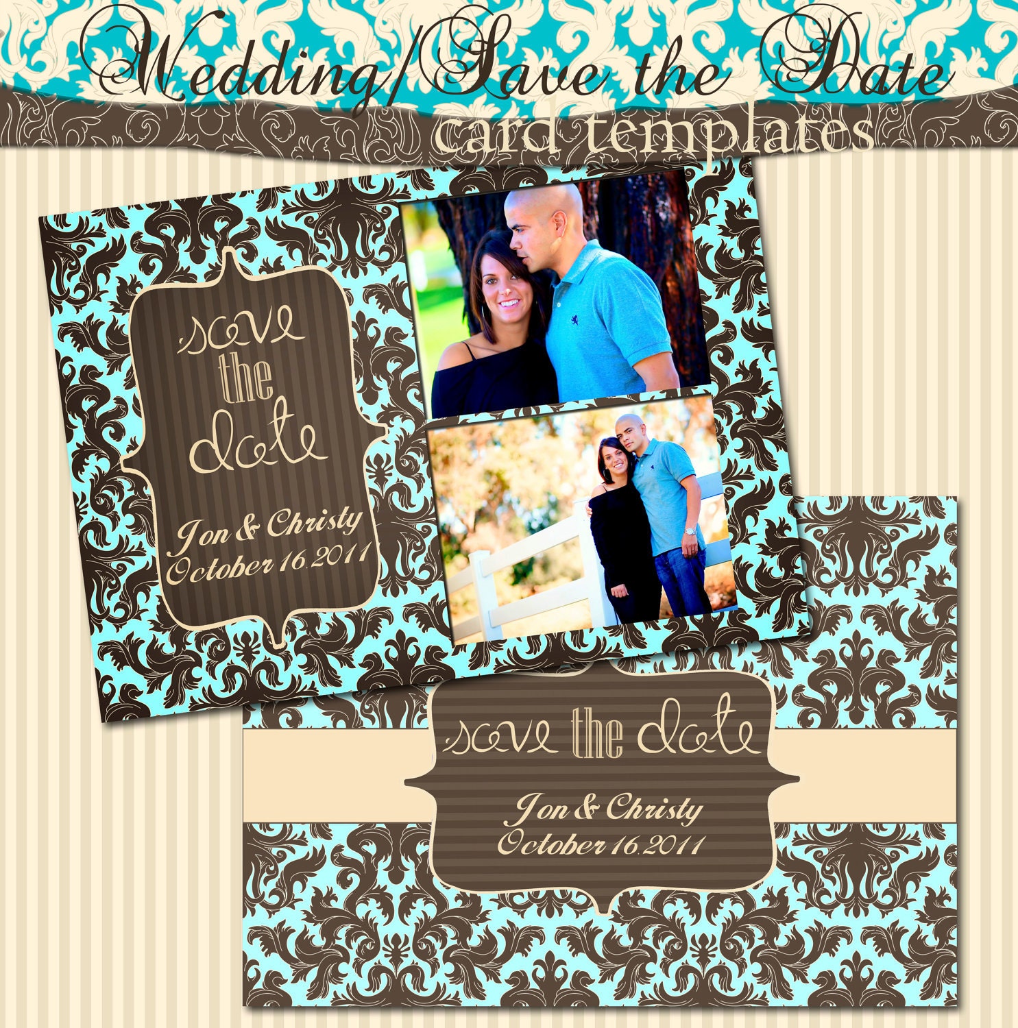 Park Avenue 2 - Wedding Announcement Card Templates - Save the Date, Engagement, Party Invitations, Newborn, Birth