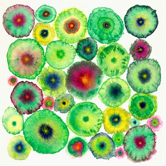 Large Canvas Abstract Print - Green Circles - Blooms 5 Green - Ltd Edition