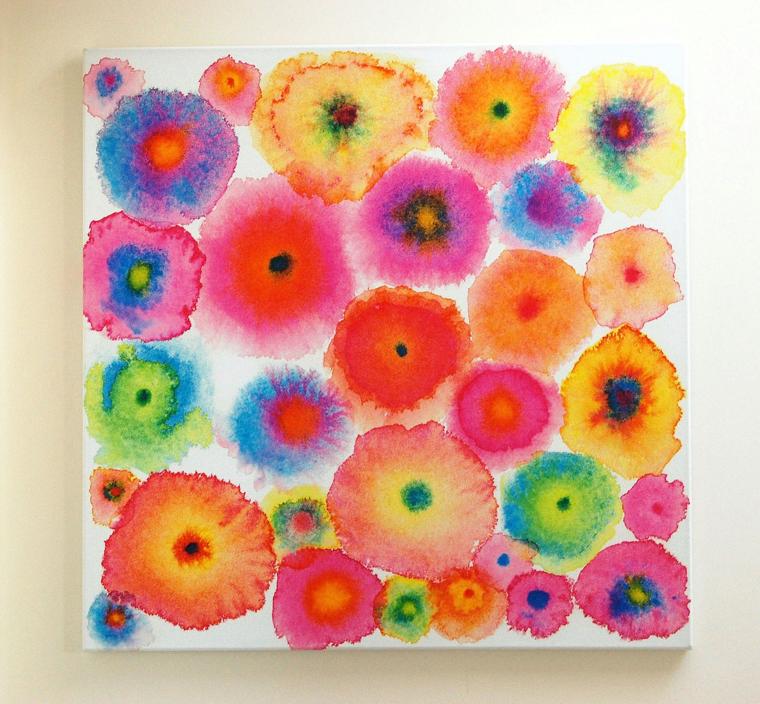 Pink Large Abstract Print Canvas - Circles - Flowers - Colorful - Blooms 2 Pink - Ltd Edition