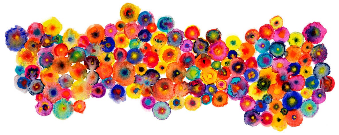 Autumn Circles Colorful Red Abstract Colorful Print - 'Fruit Blooms' - Ltd Edition