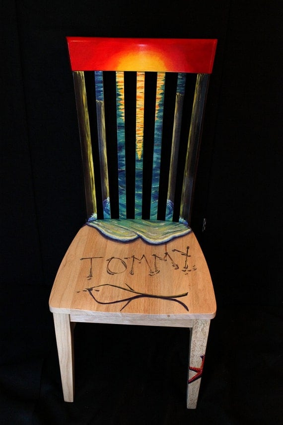 Hand painted beach theme chair