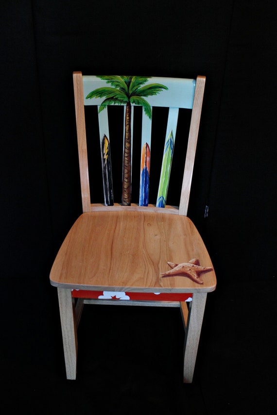 Hand painted surfboard themed chair