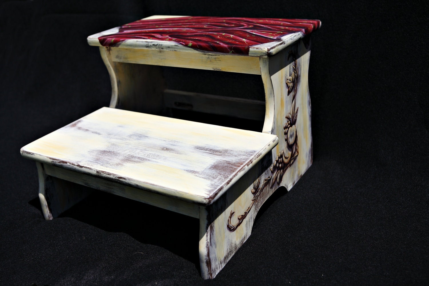 Hand painted Tuscan inspired step stool