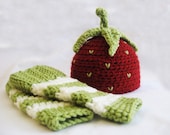 CROCHET PATTERN Strawberry Shortcake Beanie & Leg Warmers (4 sizes included) Instant Download