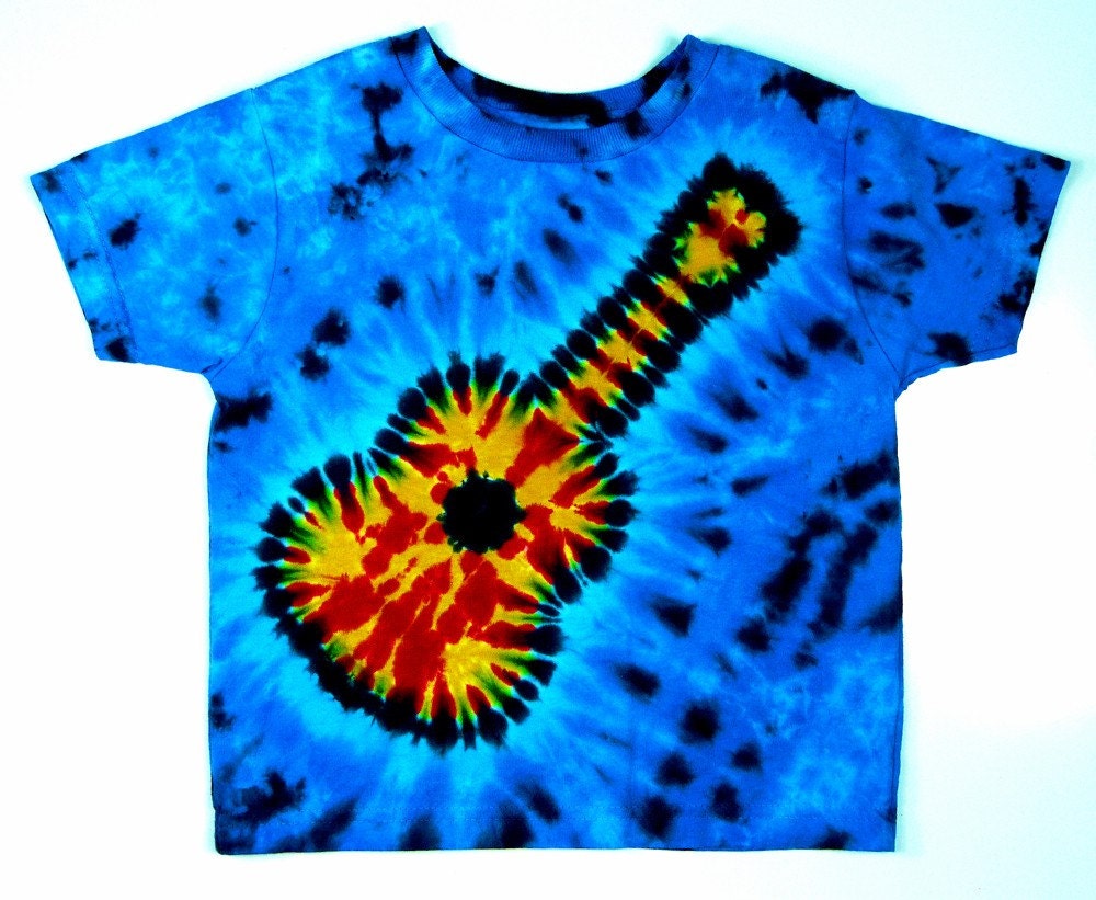 Baby Tie Dye Shirt / Guitar /  Infant Size 12 months, 18 months / Eco-friendly Dyeing