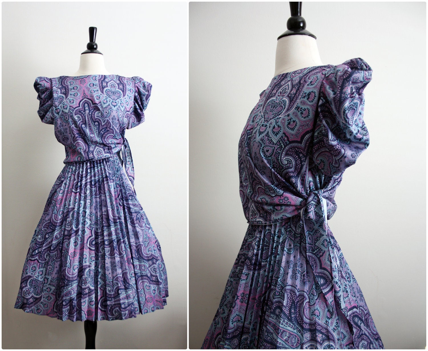 Vintage Penelope Pleated full Skirt Dress. Size S/M