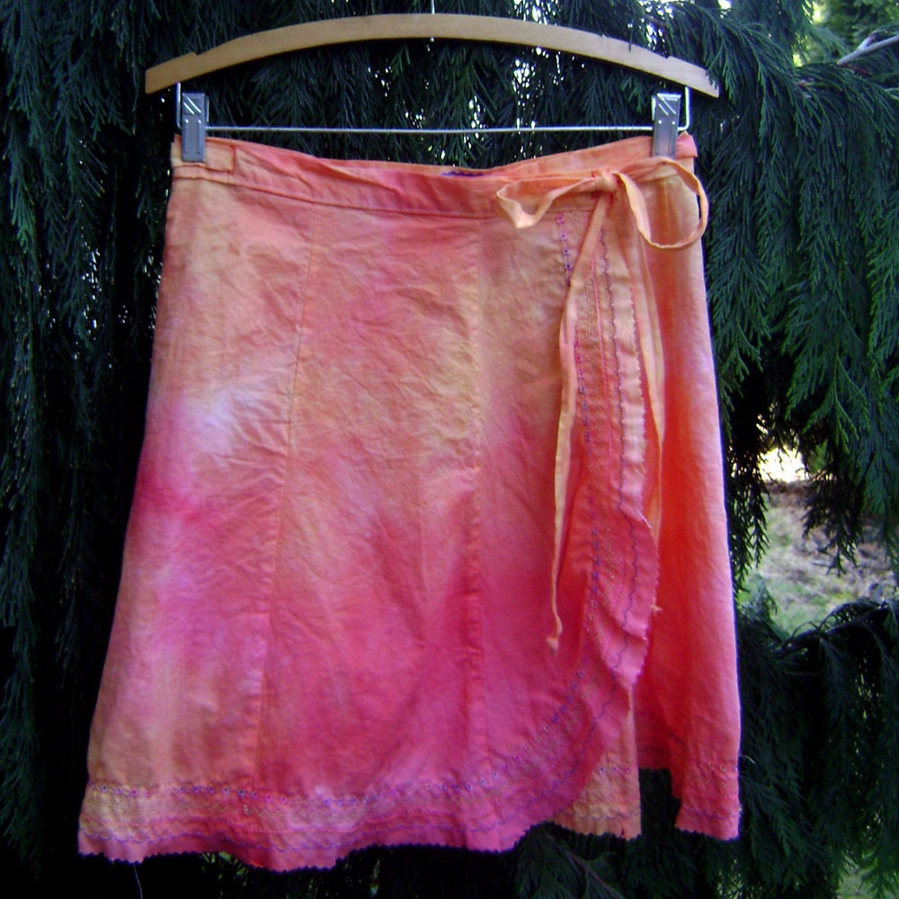 Pink and Orange Wrap Skirt