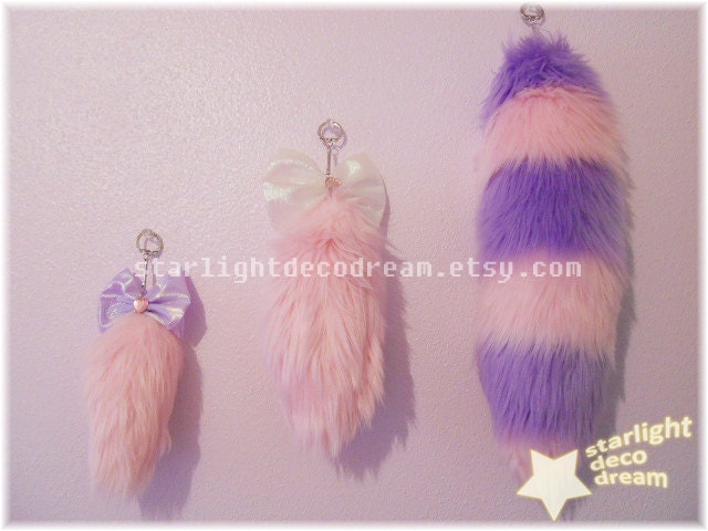 Large Cheshire Cat Style Faux Fur Fox Fairy Tail for Decora Kawaii Scene or Fairy Kei Cute Fashion