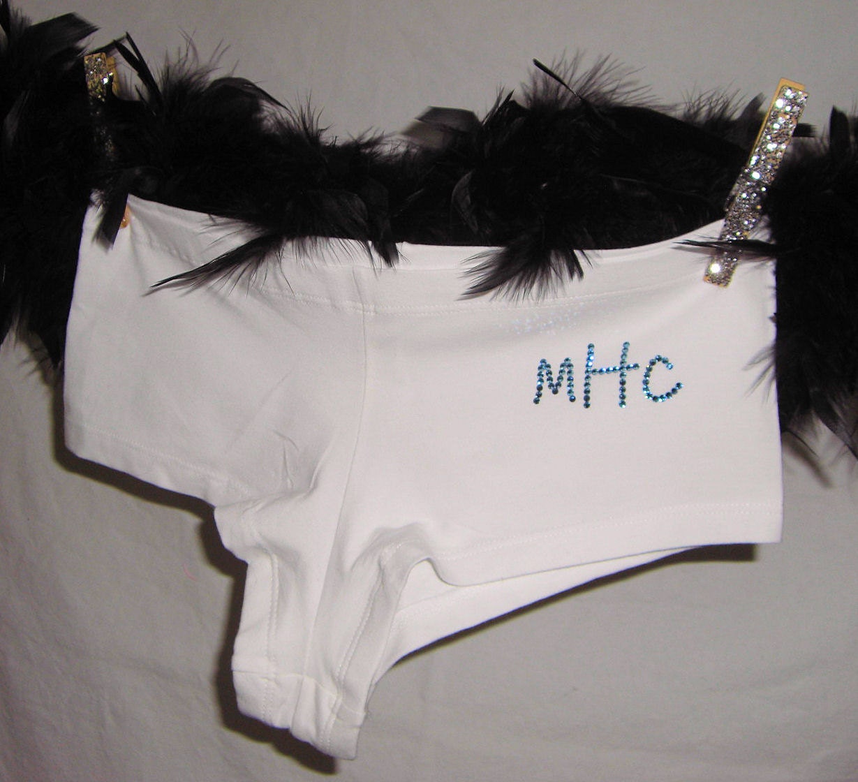Bridal Something Blue, Custom Initials PANTY for the Bachelorette, Swarovski Embellished, Married Initials by Dirty Girl Creations on Etsy
