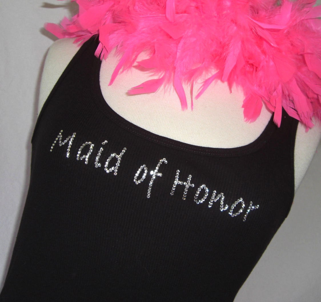 Maid of Honor Tank, Swarovski Crystal Rhinestone Embellished, Perfect for the Bachelorette Party by Dirty Girl Creations on Etsy
