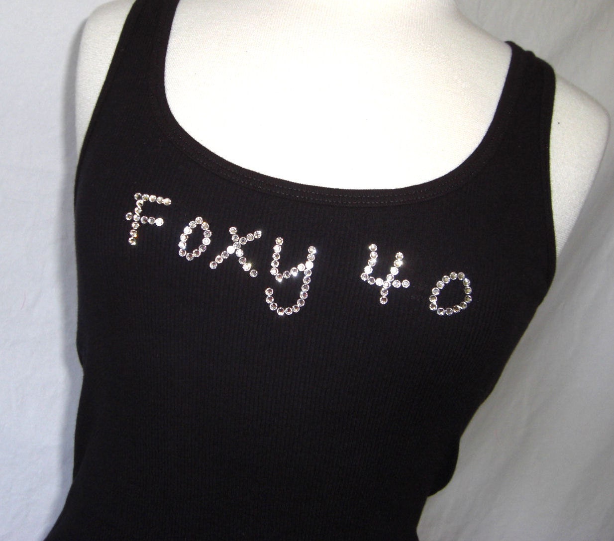 Foxy 40 Birthday TANK DRESS Swarovski Crystal Rhinestone Embellished for the birthday gal by Dirty Girl Creations on Etsy