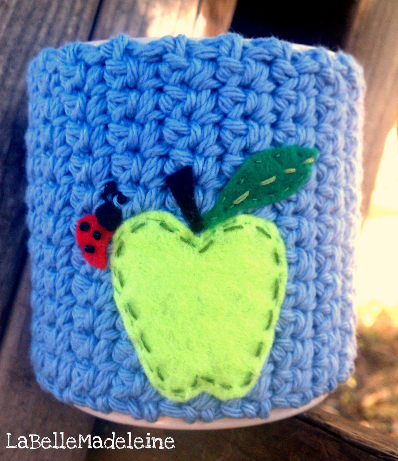 Cup Cozy A BUG ON A MUG Cozy Apple Ladybug