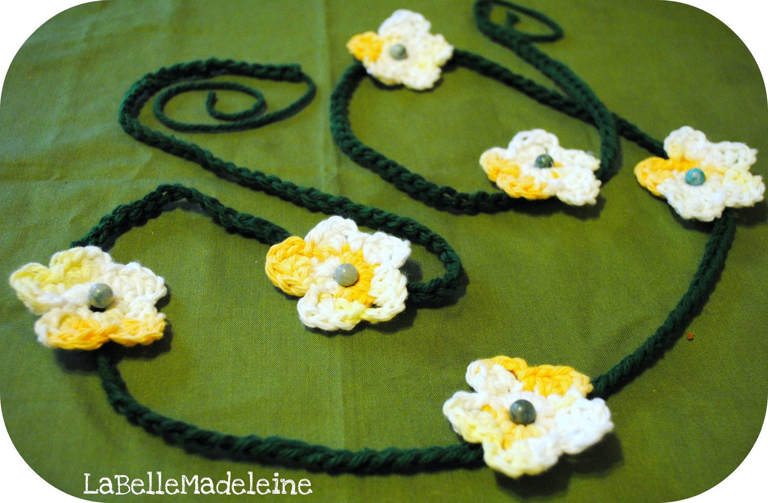 Spring Flowers Crochet Belt, Choker, scarf, head-band -Red Crochet Flowers Garland