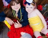 Daily DEAL BOW and LEGGINGS- On FIREworks 4th of July Headband Hairbow Red White and Blue Patriotic