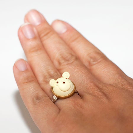 Kawaii Miniature Food Ring - Mini Bear White Chocolate