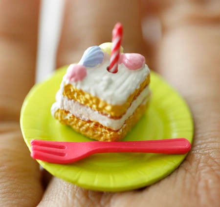 Kawaii Cute Japanese Miniature Food Ring - Birthday Cake