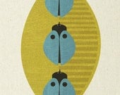 three blue beetles - mid century design art print