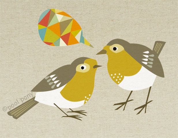 Art print, mid century inspired, modern design, The Message, by Pool Pony.
