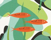 aquarium, EXTRA LARGE mid century design art print