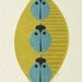 three blue beetles - mid century design art print