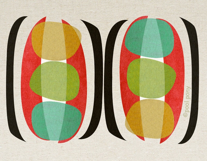 pea pods - mid century design art print