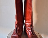 SALE Vintage Women's Rust Red Italian Leather Riding Boots Size 7.5 - feathersndust
