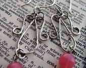 Pretty In Pink: wirework earrings handmade by always greener