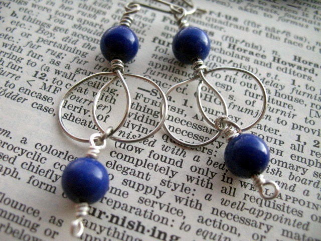 Big Blue Marble:  wirework heart earrings handmade by always greener