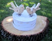 Personalized Two Love Birds Rustic Shabby Chic Wood  Wedding Toppers